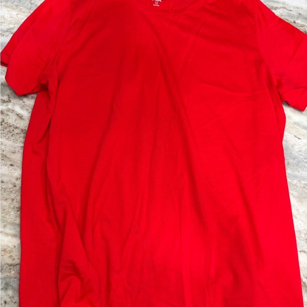 Lands' End women’s  Crewneck sumpia Tee - Red large tall